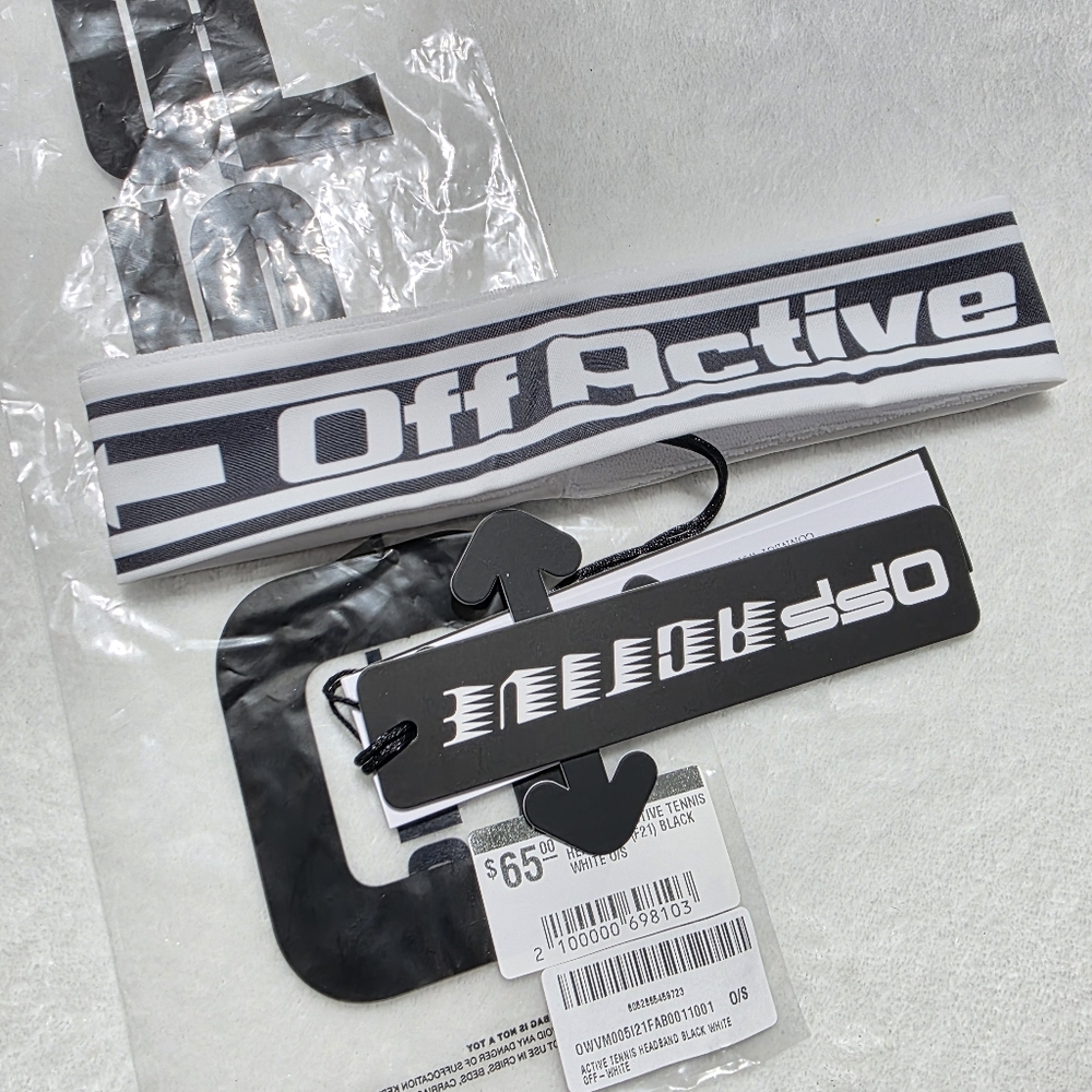 NWT Authentic Off White Active Wavy Logo Headband White Black OS - Picture 2 of 8